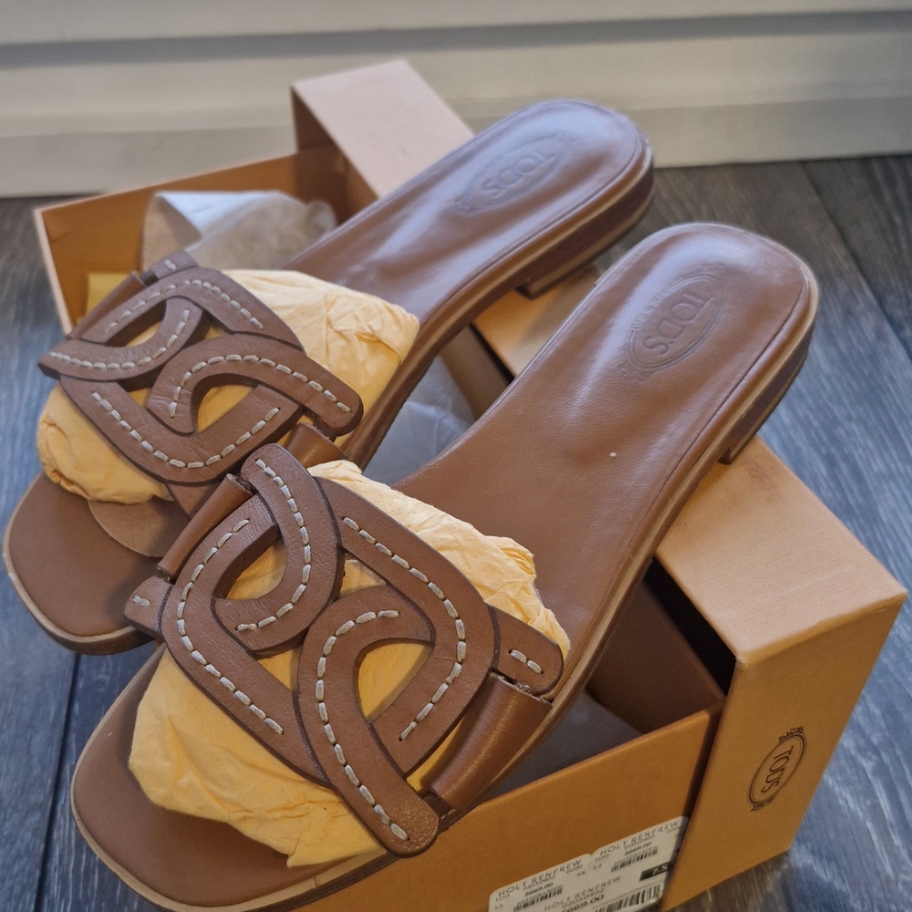 Tod's Tan Leather Women's Sandals - Picture 1 of 4